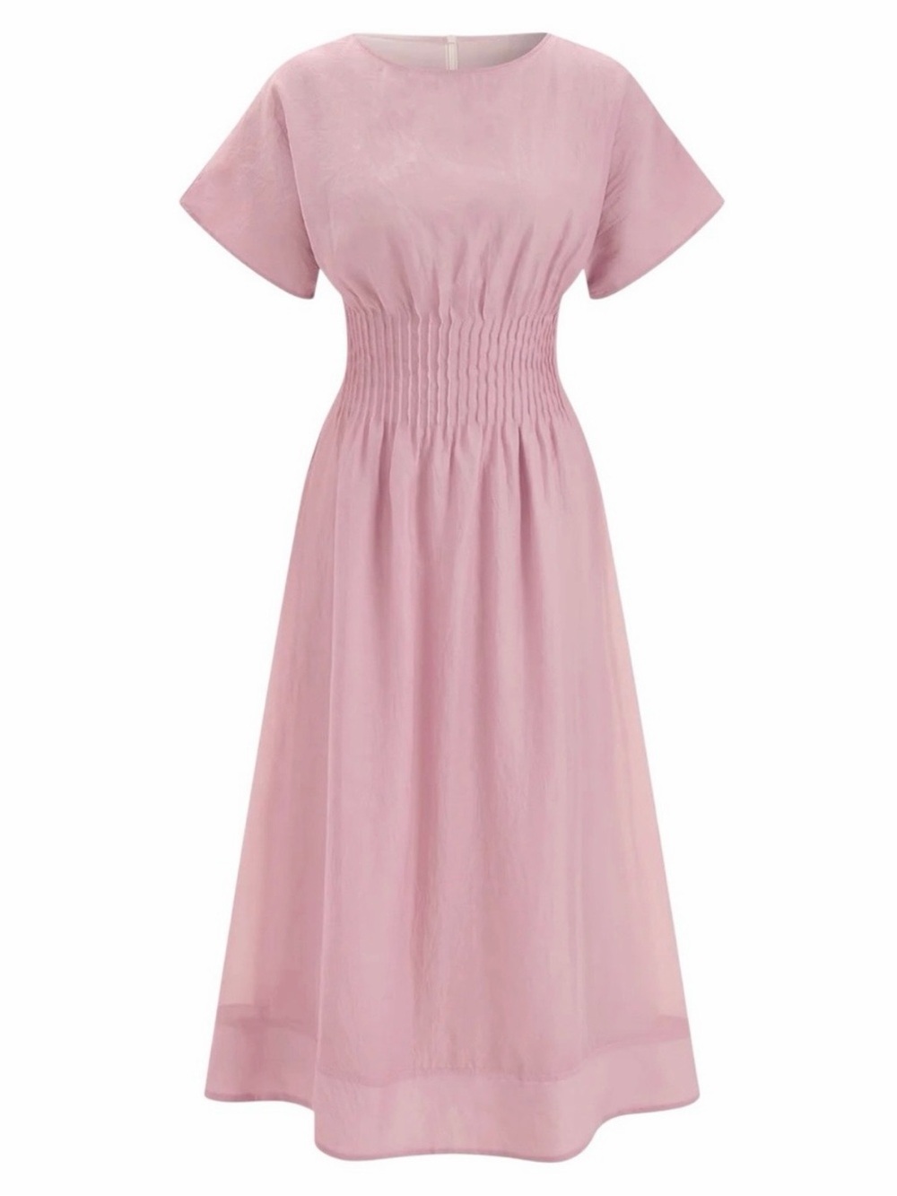 Commense Dusty Rose Pink Smocked Waist Midi Dress Large NWT - Picture 2 of 11